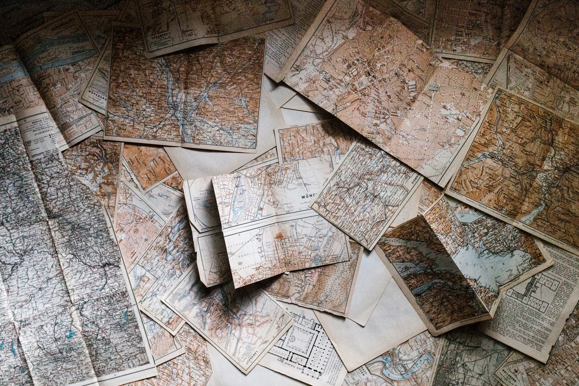 Collection of old maps laid out